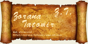 Zorana Tatomir vizit kartica